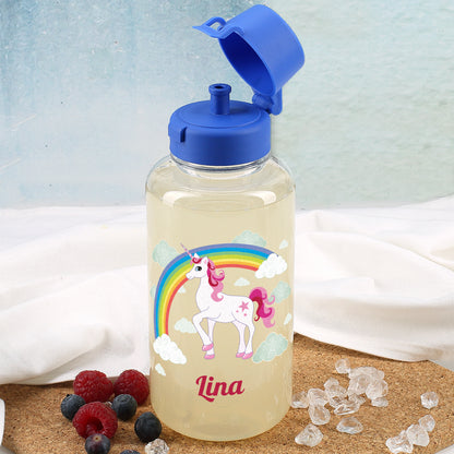 Einhorn Trinkflasche mit Name personalisiert 0,7 L | Geschenk für Mädchen zur Einschulung