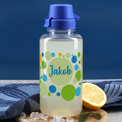 Gepunktete Trinkflasche mit Name für Jungen 700ml | Geschenk für Kindergartenkinder & Einschulung