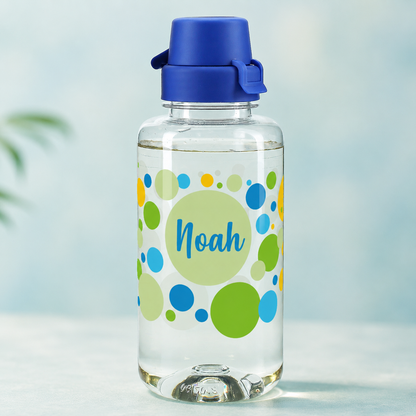 Gepunktete Trinkflasche mit Name für Jungen 700ml | Geschenk für Kindergartenkinder & Einschulung