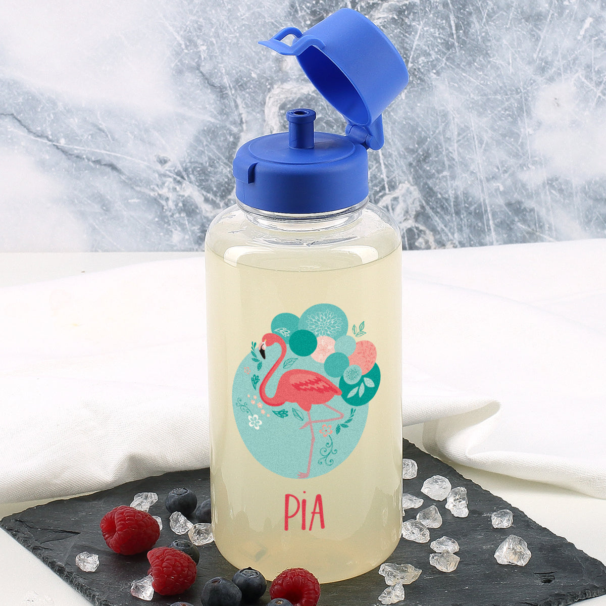 Flamingo Trinkflasche mit Name 0,7 L | Geschenk für Mädchen zur Einschulung & Schule