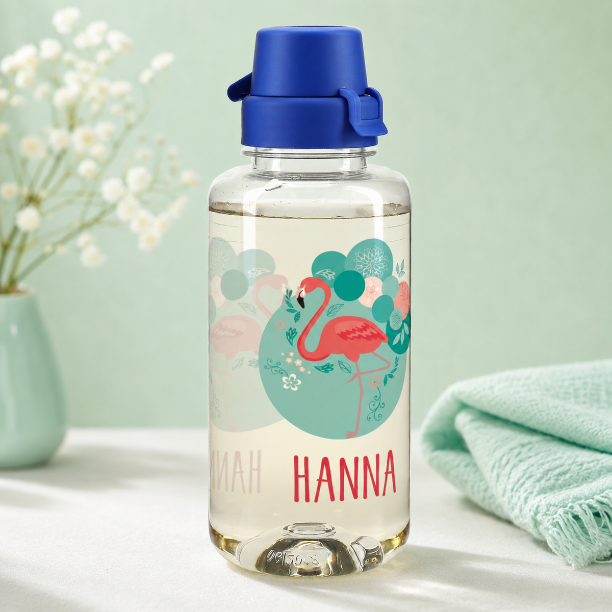 Flamingo Trinkflasche mit Name 0,7 L | Geschenk für Mädchen zur Einschulung & Schule