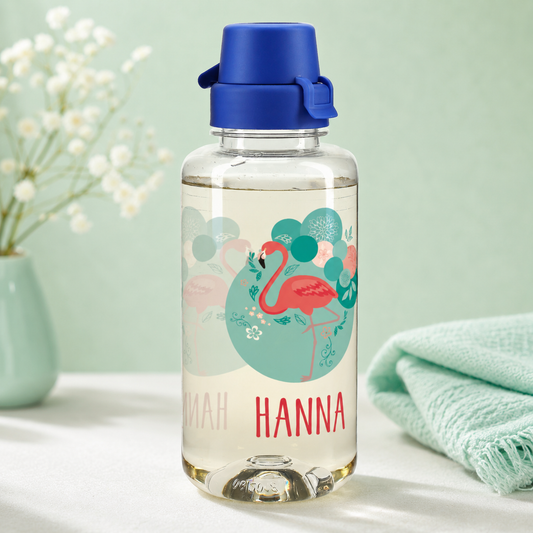Flamingo Trinkflasche mit Name 0,7 L | Geschenk für Mädchen zur Einschulung & Schule
