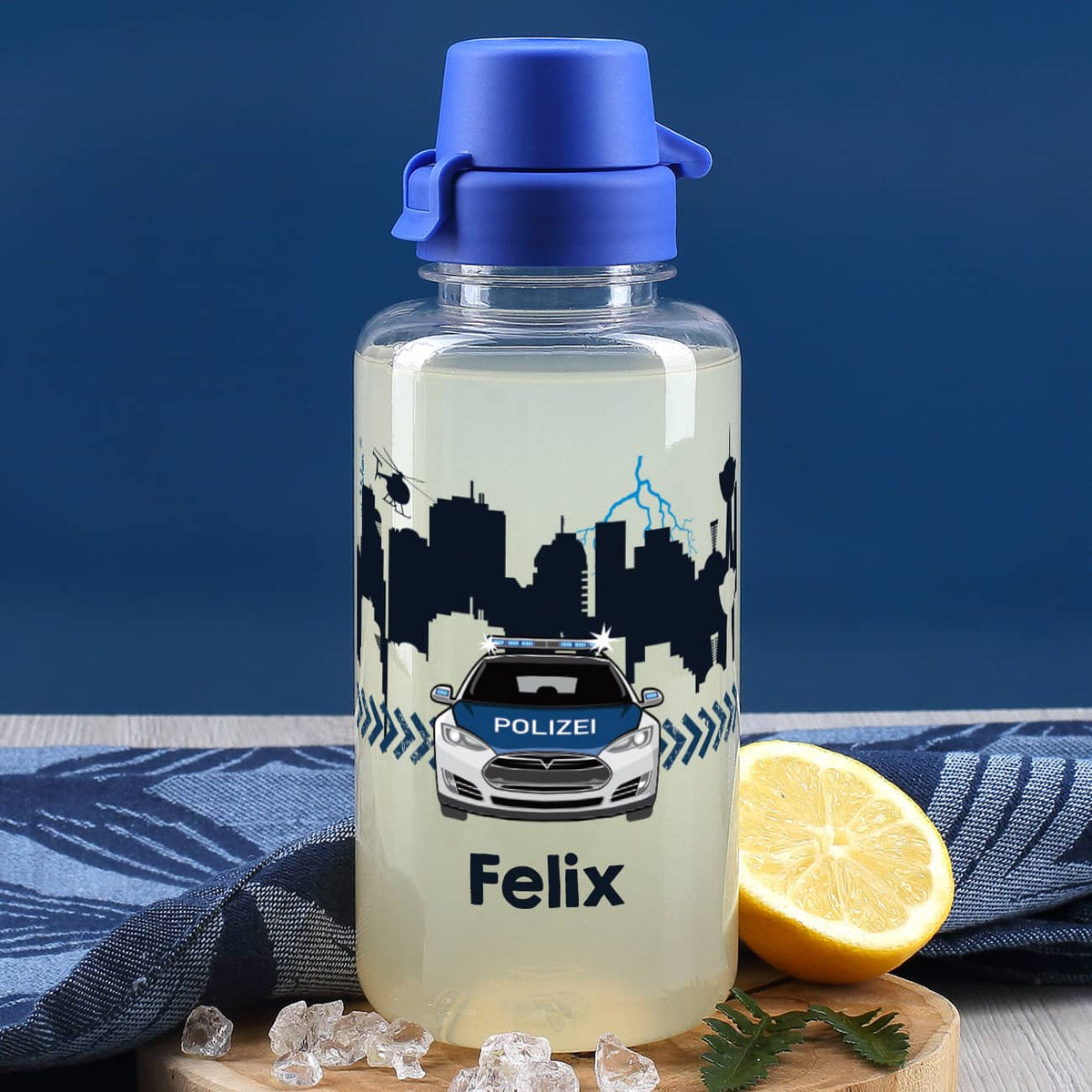 Polizei - Trinkflasche mit Name 0,7 L