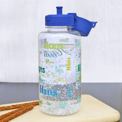 Trinkflasche mit Name in Blautönen, 0,7 L