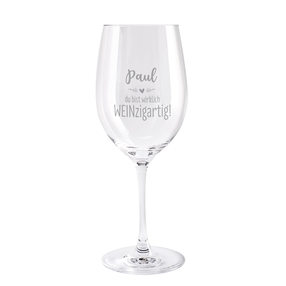 Personalisiertes Leonardo Weinglas mit Name Paul und edler Gravur auf Klarglas