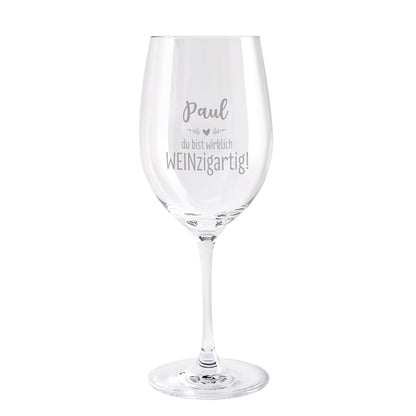 Personalisiertes Leonardo Weinglas mit Name Paul und edler Gravur auf Klarglas