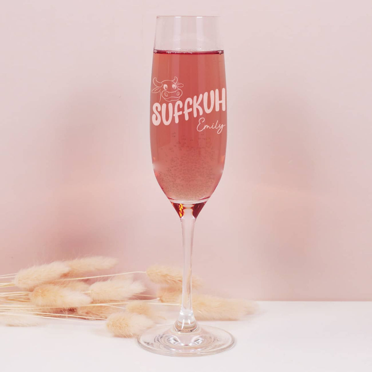 Sektglas mit witziger Gravur "Suffkuh" mit Name personalisiert