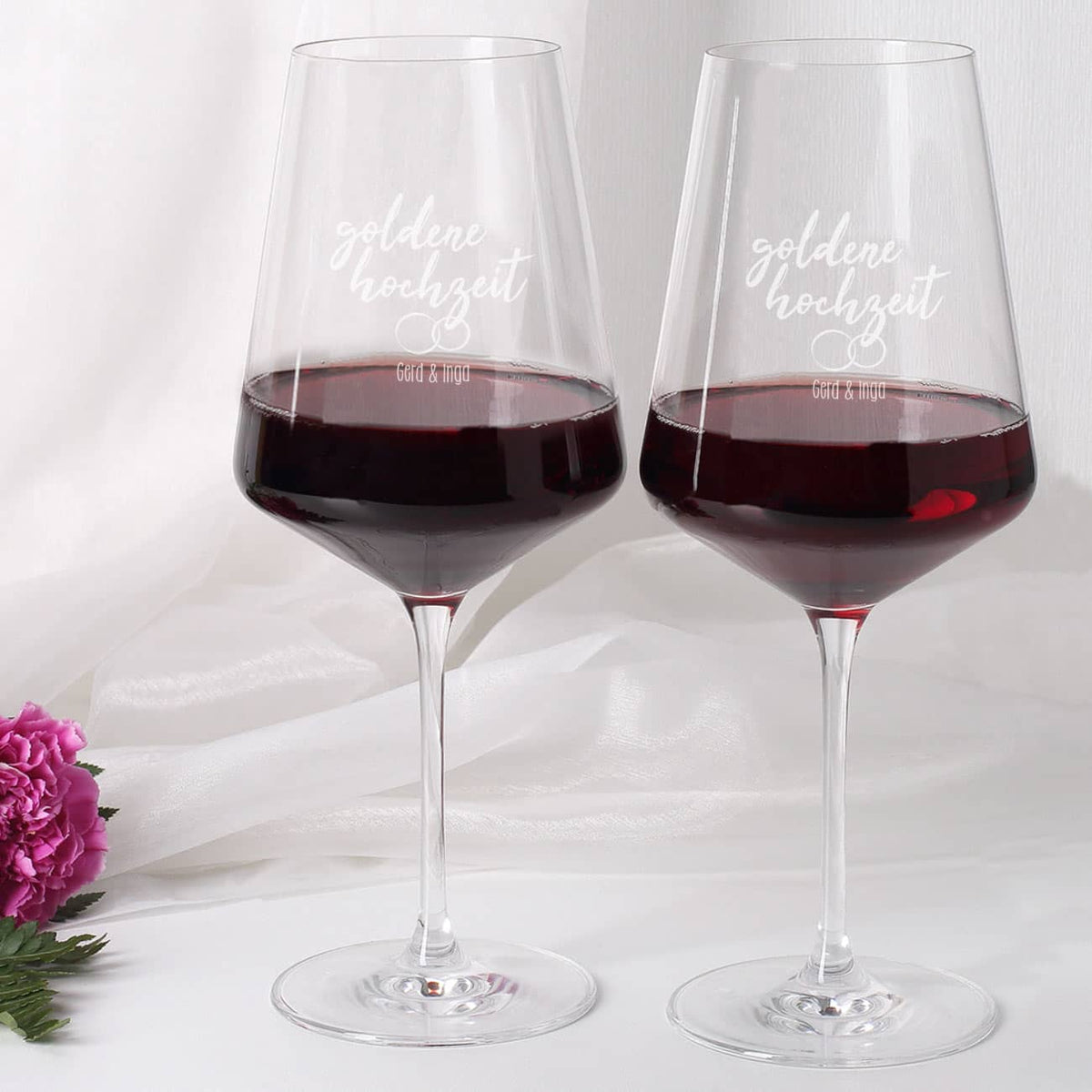 Silber Hochzeit graviert mit Ihren Namen auf Weingläser
