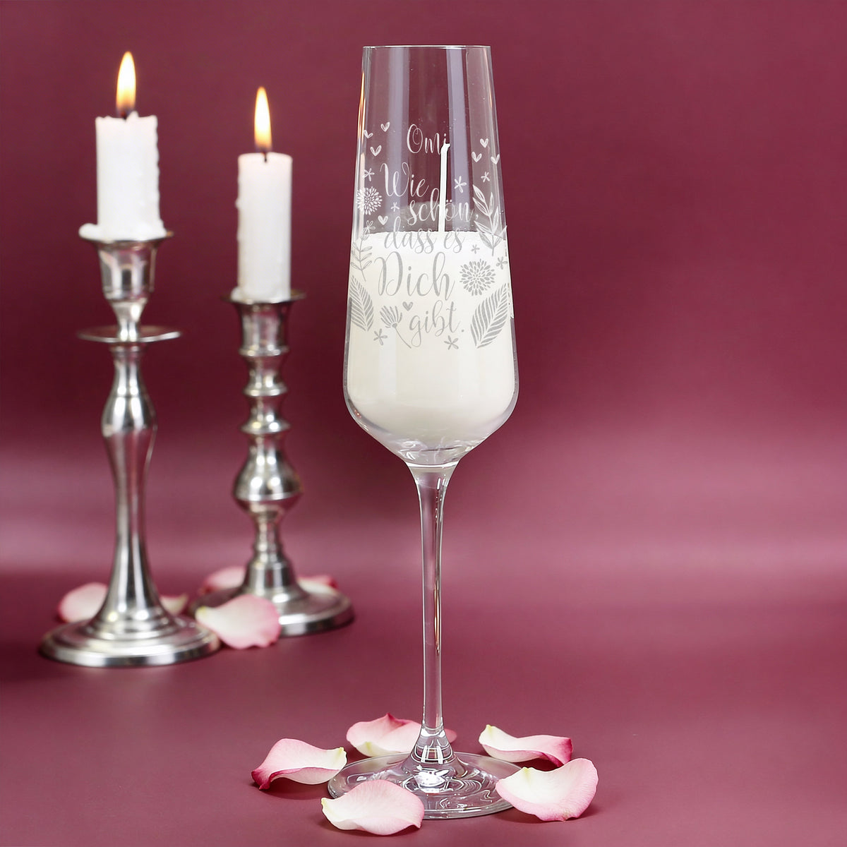 Kerze im Glas mit Gravur: Wie schön, dass es dich gibt - mit Name