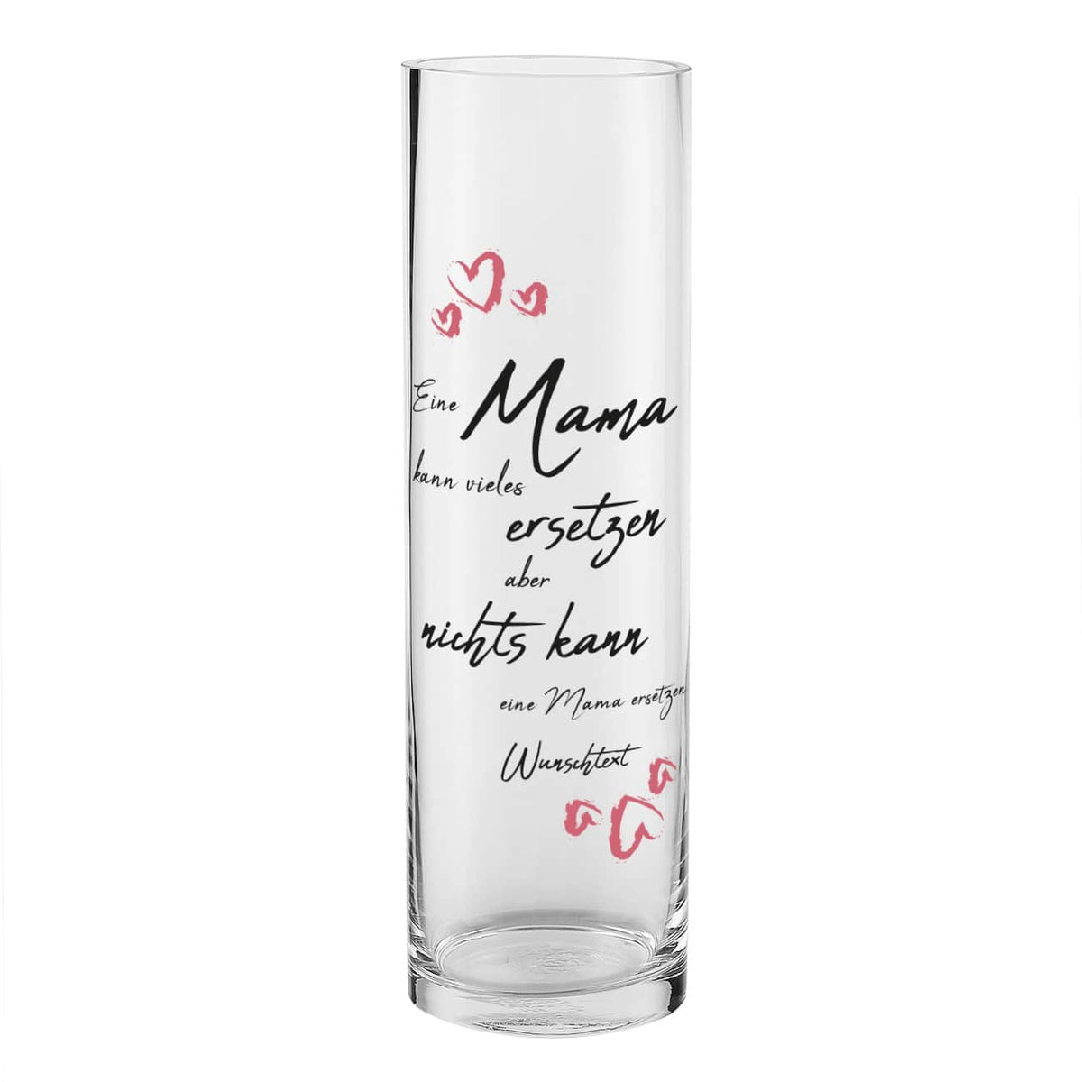 Vase bedruckt mit Spruch und Wunschtext zum Muttertag