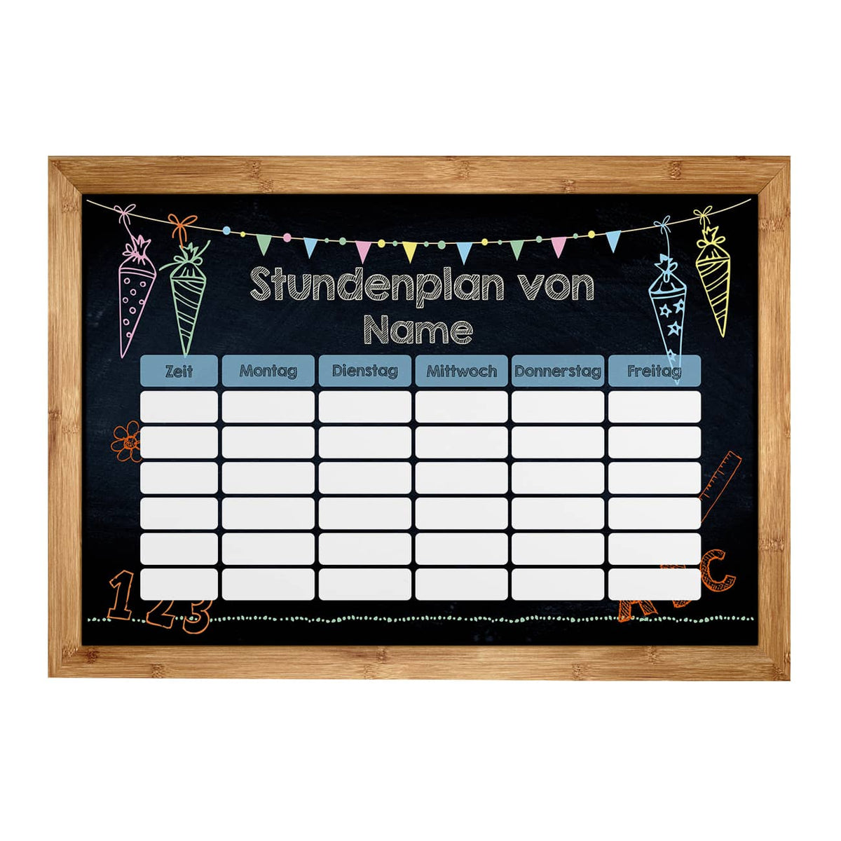 Magnetischer Stundenplan in Tafeloptik mit Ihrem Wunschnamen