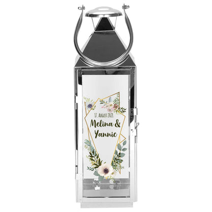 Hochzeitsgeschenk - Laterne mit Blüten und Wunschtext