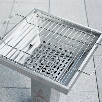 Elektropolierte Rostauflage mit Grillfläche von 35 x 35 cm