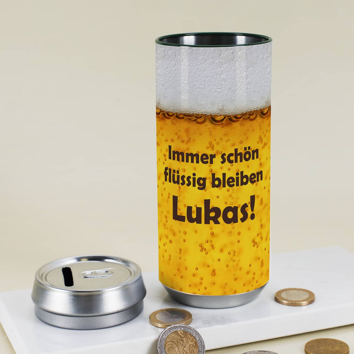 Bierkasse mit Wunschtext