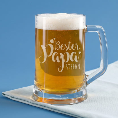 Bierseidel für den besten Papa mit Wunschnamen graviert