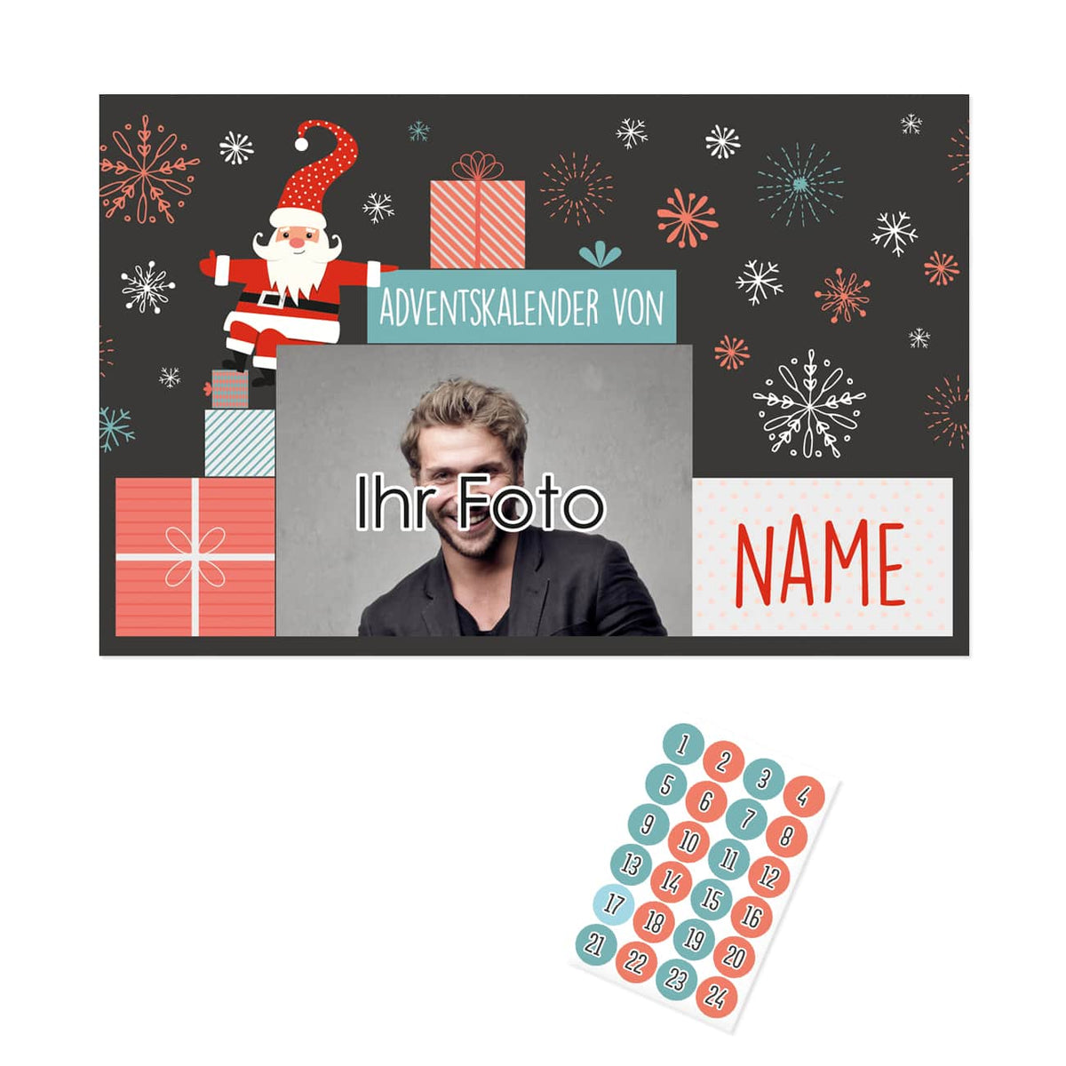 DIY Bierkasten-Adventskalender Set mit niedlichem Weihnachtsmann