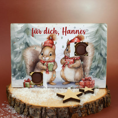 Toffifee Adventskalender mit Wunschtext personalisiert | Süßer Kalender mit Eichhörnchen Motiv