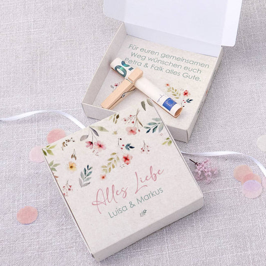Alles Liebe - Geschenkbox für Geld & Gutscheine - mit Name und Wunschtext