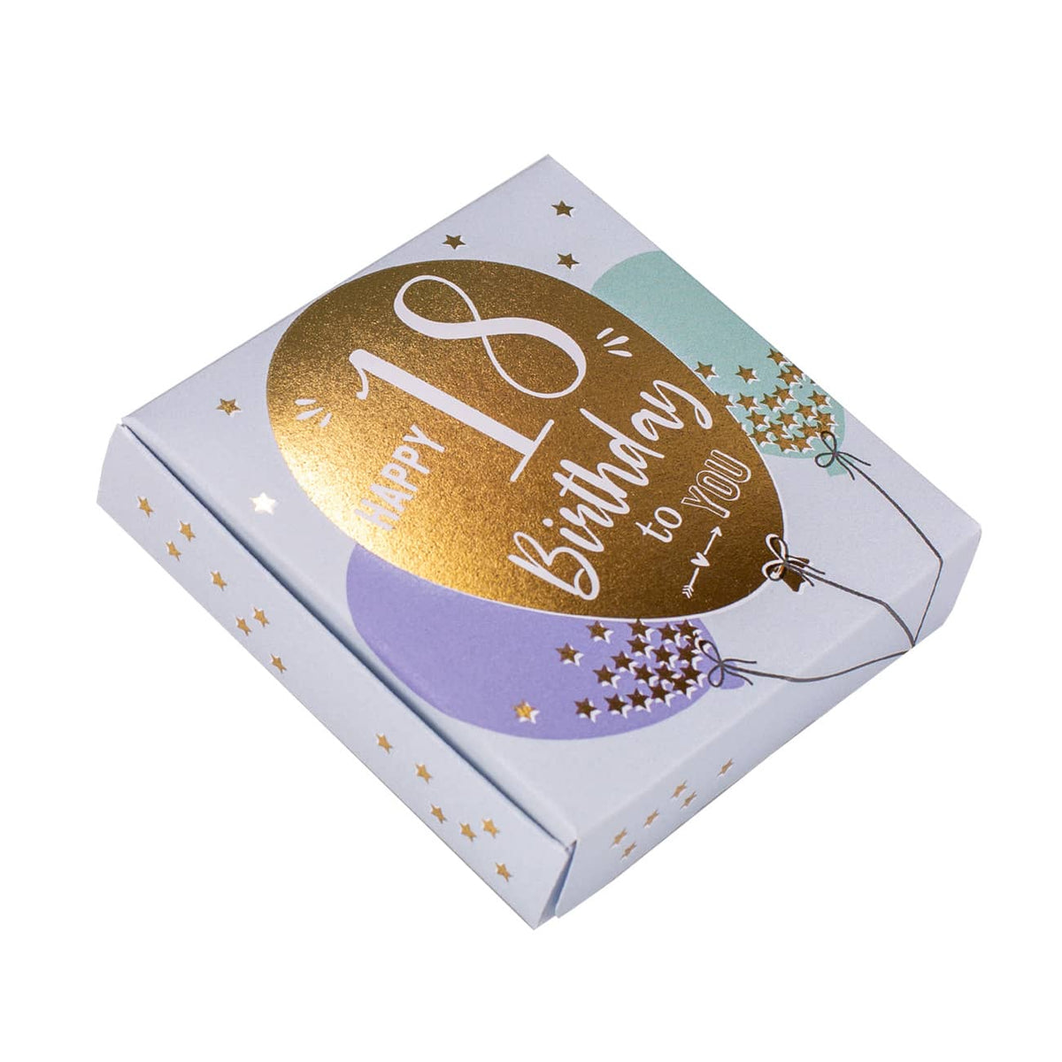 Happy Birthday 18 - Geschenkbox mit Goldprägung und Text