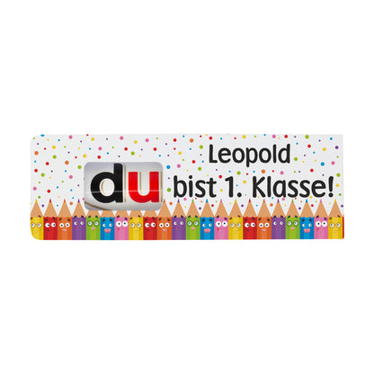 duplo Riegel mit Buntstift Motiv zur Einschulung | Geschenk mit Name für Schultüte & 1. Klasse
