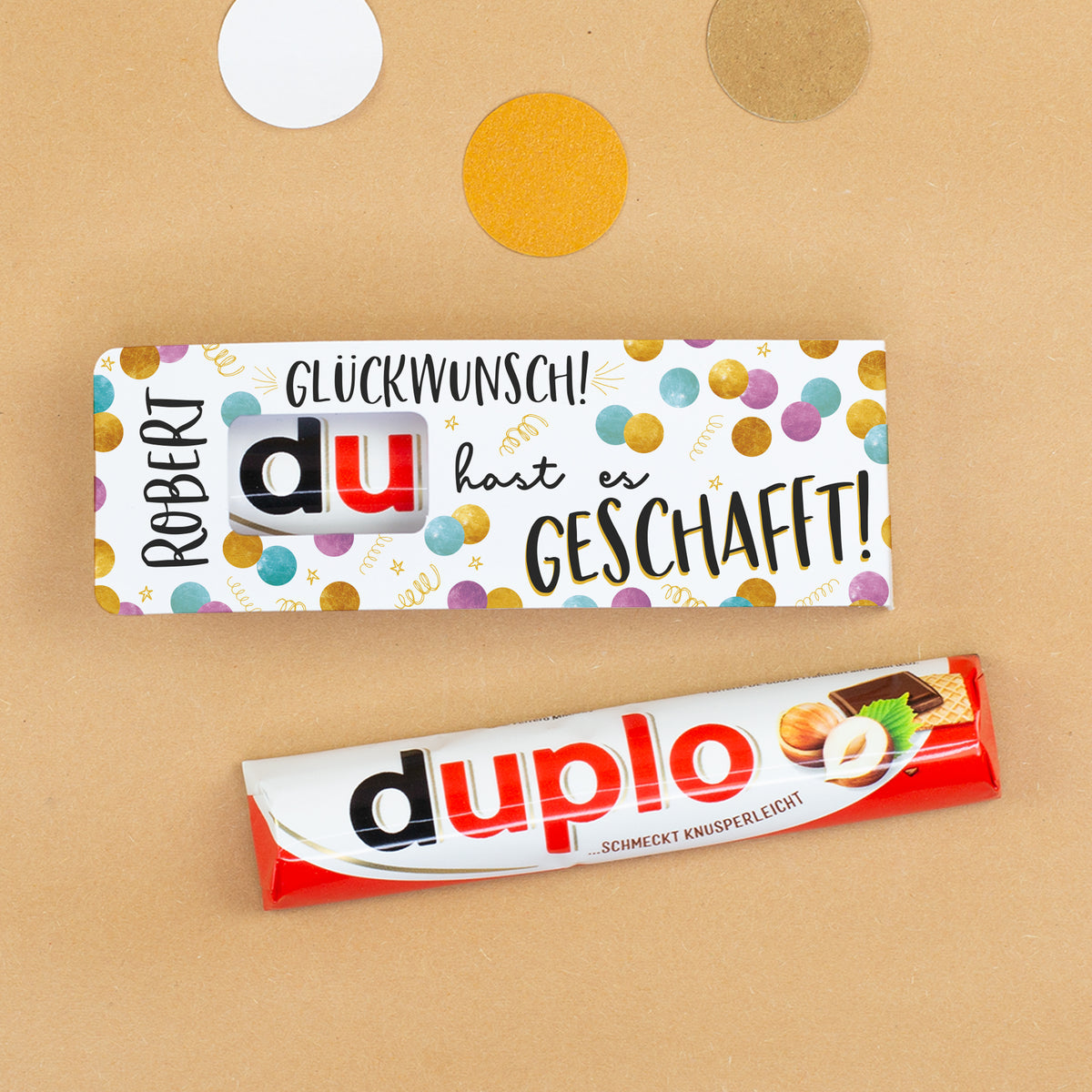duplo Riegel Glückwunsch Geschenk mit Name Robert für Abi Schulabschluss und Prüfung