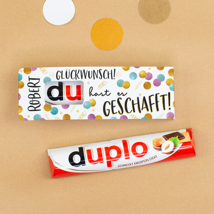 duplo Riegel Glückwunsch Geschenk mit Name Robert für Abi Schulabschluss und Prüfung