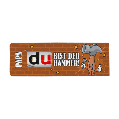 Personalisierter duplo Riegel „Du bist der Hammer“ im Werkzeug-Design