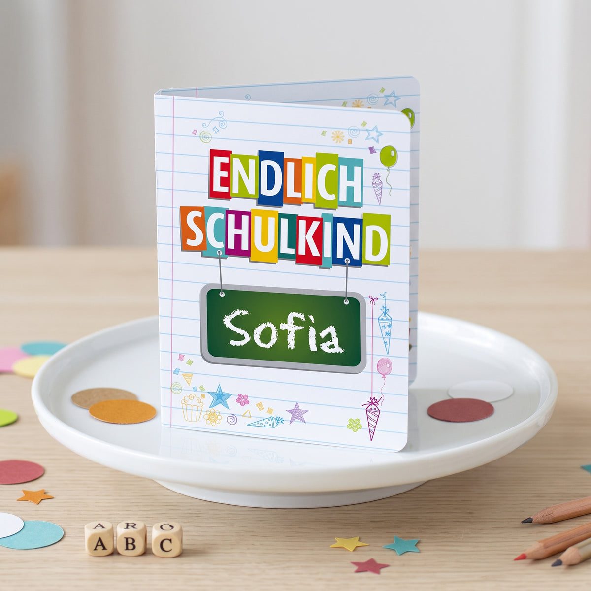 4er Set Gastgeschenk zur Einschulung | Haribo Goldbären im Klappkärtchen mit Name personalisiert
