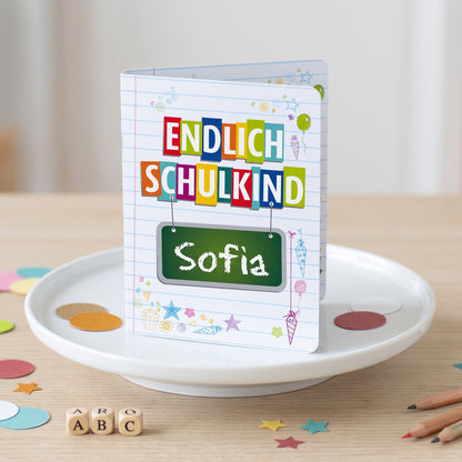 4er Set Gastgeschenk zur Einschulung | Haribo Goldbären im Klappkärtchen mit Name personalisiert