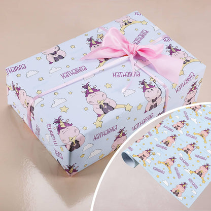 Knuddelhorn-Geschenkpapier mit Wunschname