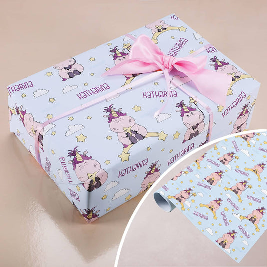 Knuddelhorn-Geschenkpapier mit Wunschname