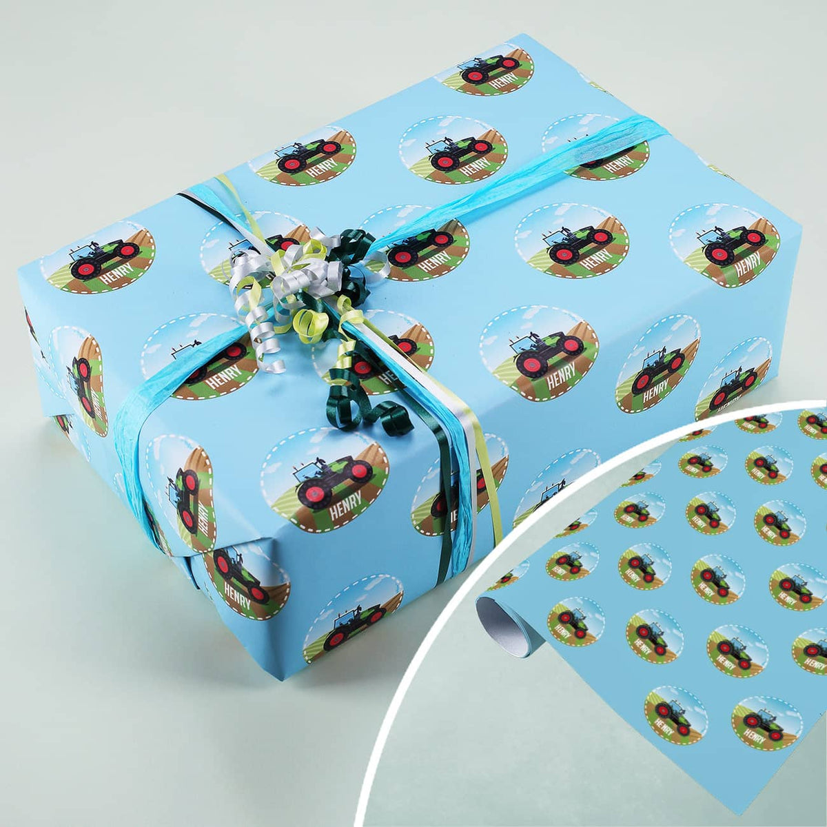 Geschenkpapier für kleine Landwirte mit Name