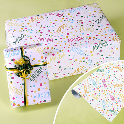 Konfetti Geschenkpapier mit Ihrem Wunschnamen