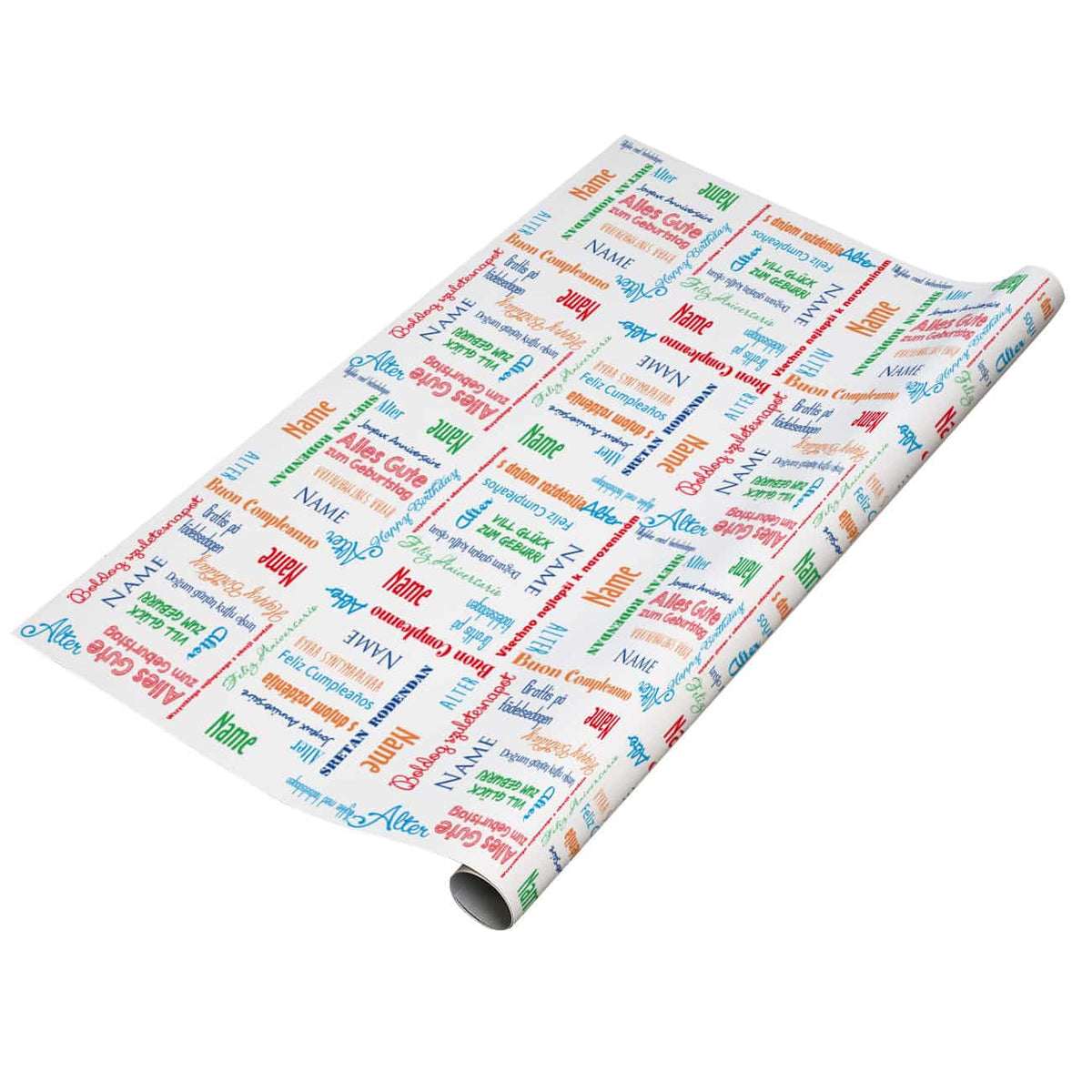 Geschenkpapier zum Geburtstag mit Name und Alter