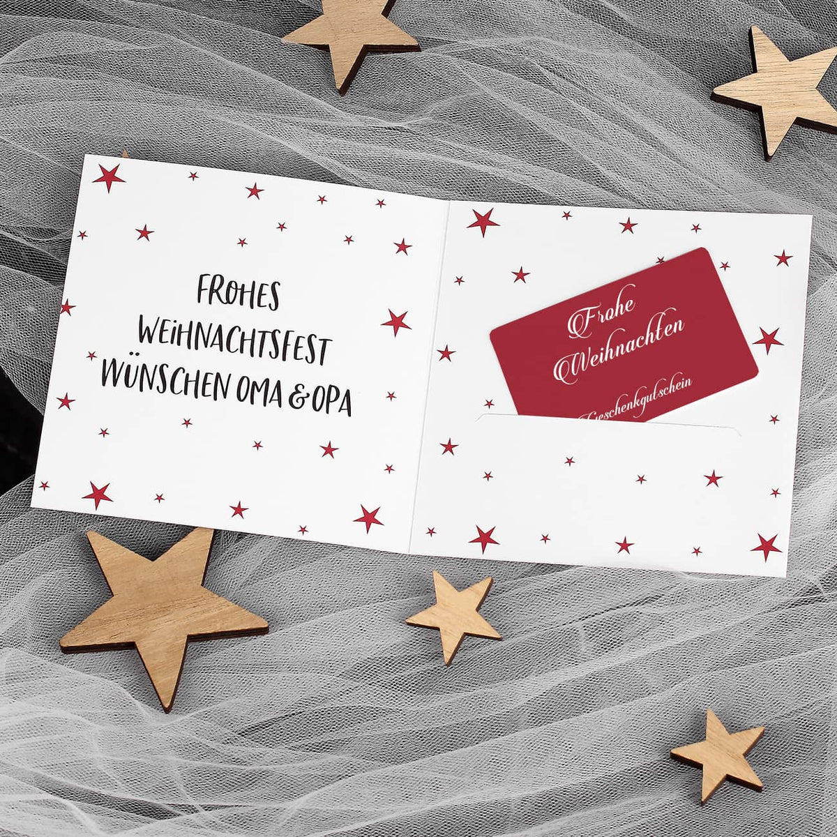 Geldkarte "Fröhliche Weihnachten" mit Name und Wunschtext