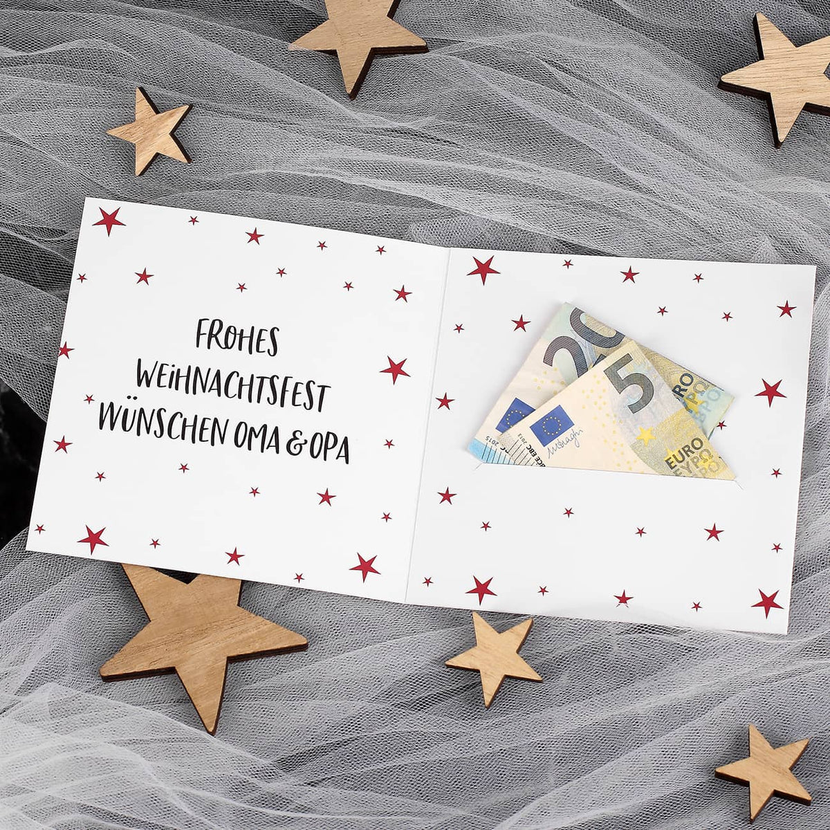 Geldkarte "Fröhliche Weihnachten" mit Name und Wunschtext