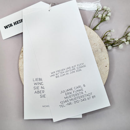 Hochzeitseinladung - modernes Kartentrio Rückseite 2