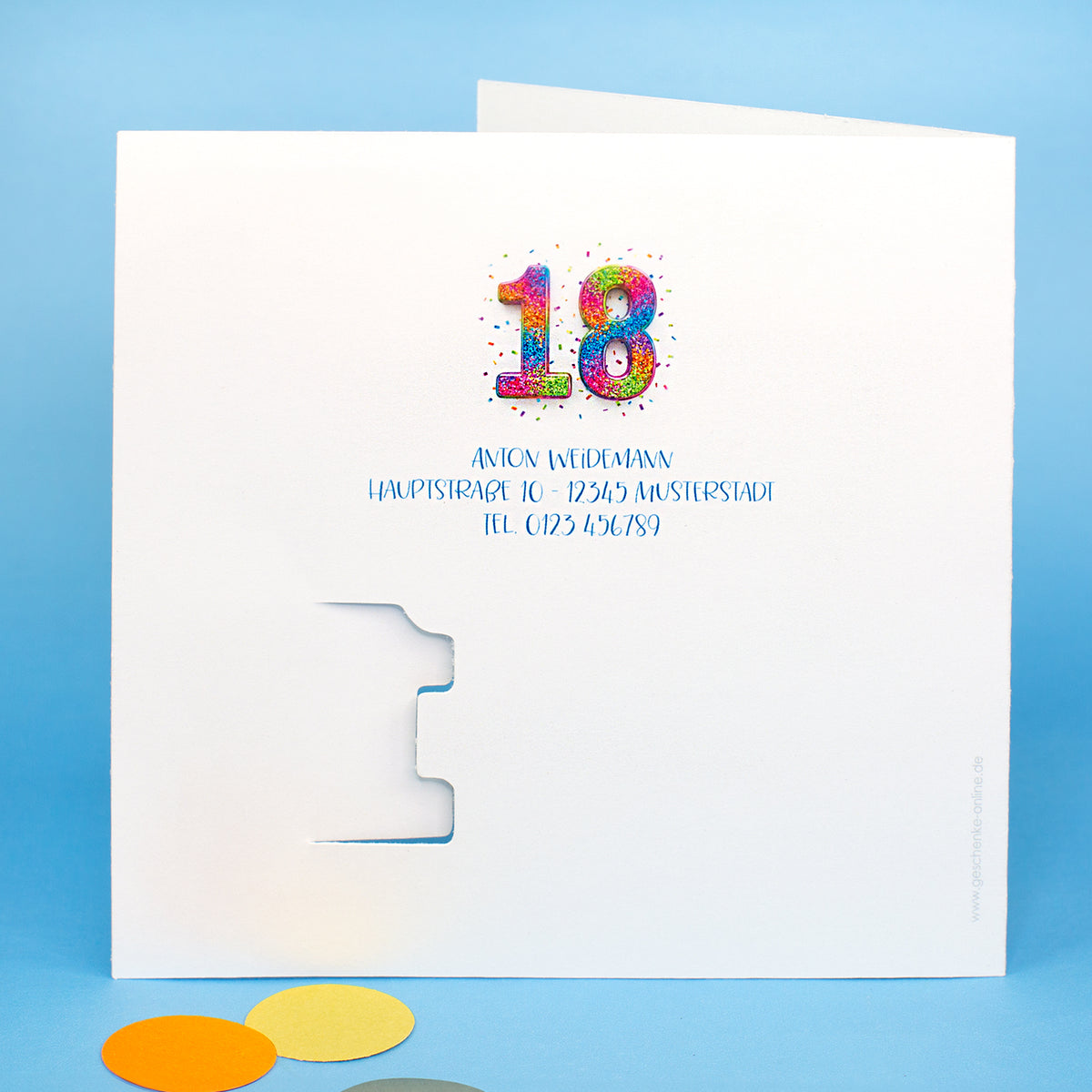 Einladungskarte 18 Geburtstag mit Foto und Umschlag dekorativ dargestellt