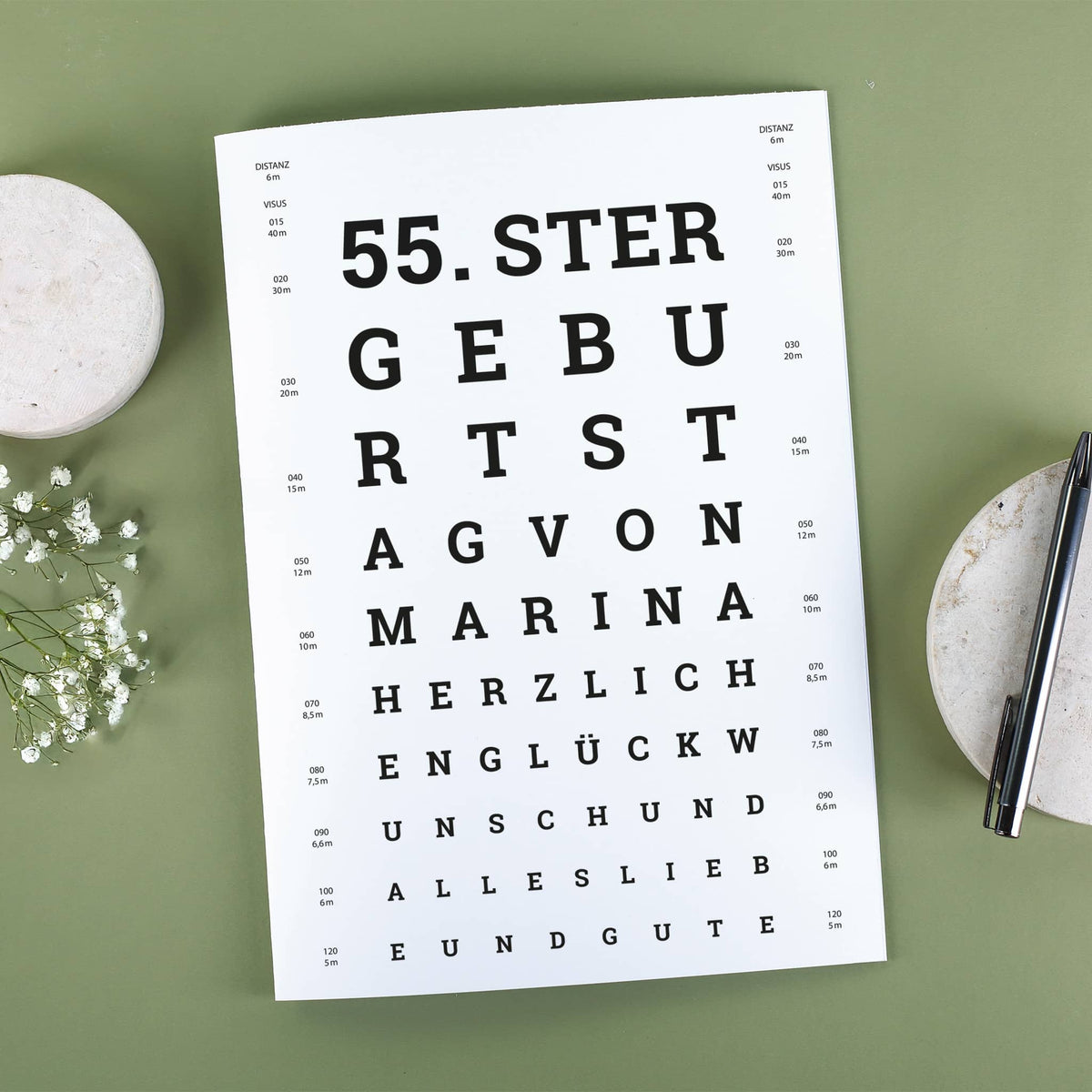 Klappkarte im A4 Format mit Alter und Name personalisiert