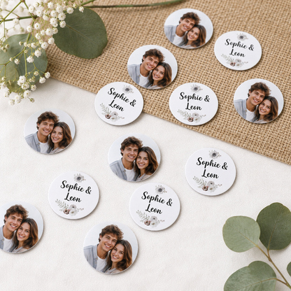 XL - Fotokonfetti zur Hochzeit mit Namen und Blüten
