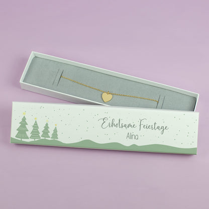 Geschenkbox für Armbänder zu Weihnachten mit Name Alina und Schriftzug Erholsame Feiertage