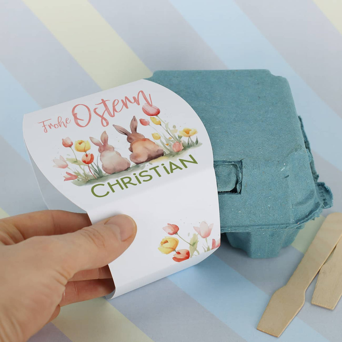 Personalisierter Eierkarton mit Banderole