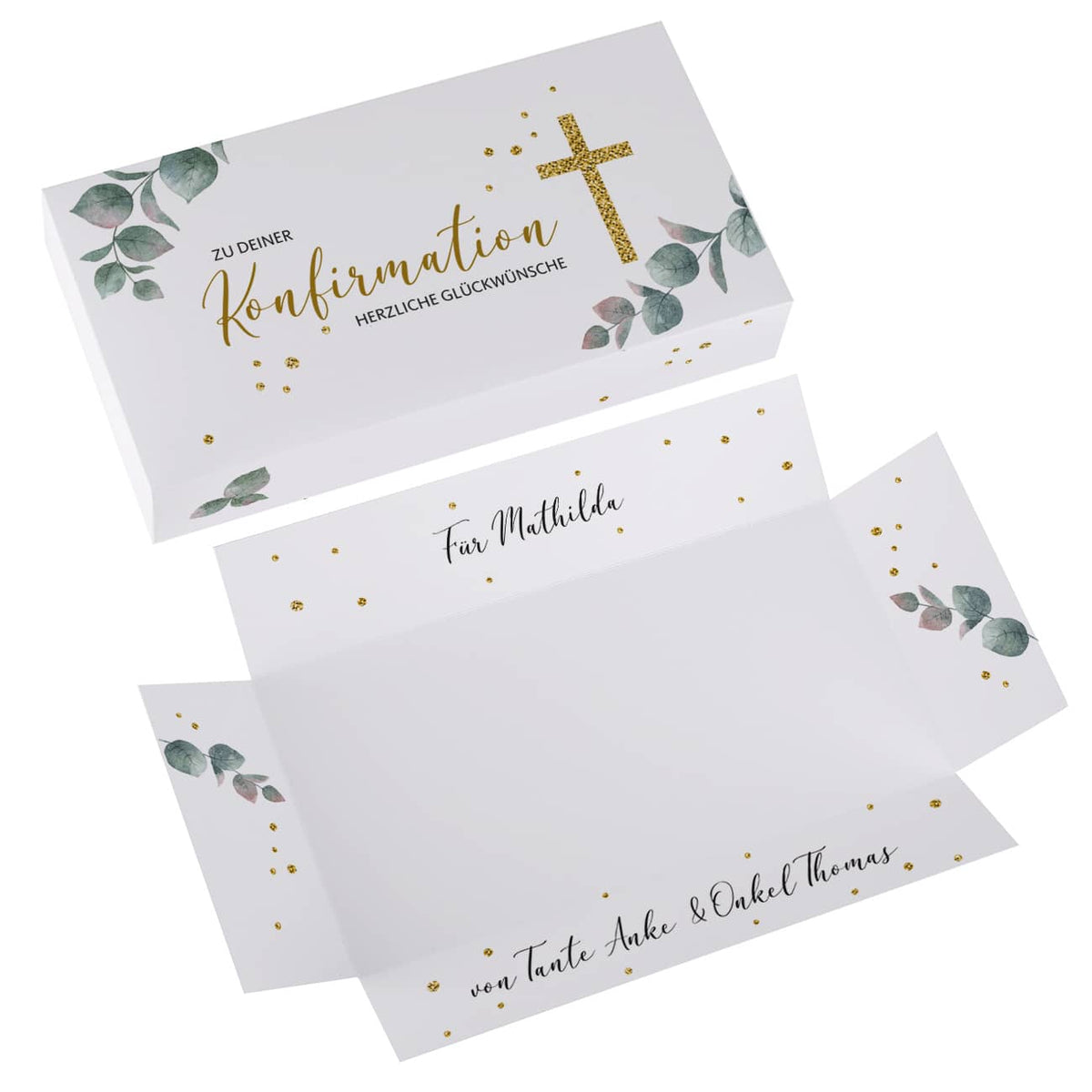 Geldgeschenk zur Konfirmation mit Ihrem Text