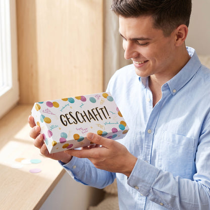 Geschafft! - Überraschungsbox für Geldgeschenke zum Bachelor oder Master