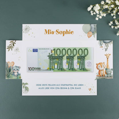 Deine erste Million - Überraschungsbox für Geldgeschenke zu Geburt, Taufe, Geburtstag