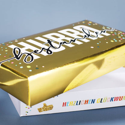 HURRA bestanden! - Goldbox für Geldgeschenke zum abgeschlossenen Studium