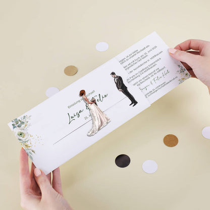 Hochzeitseinladung - Ziehkarte mit Brautpaar