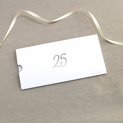 Hochzeitseinladung - Ziehkarte mit zwei Fotos zur Silberhochzeit mit Wunschdaten