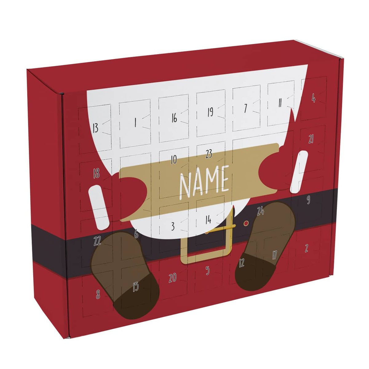 Weihnachtsmann-Adventskalender mit Ihrem Wunschnamen