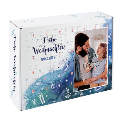 Adventskalender in Watercolor-Optik mit Foto und Wunschtext